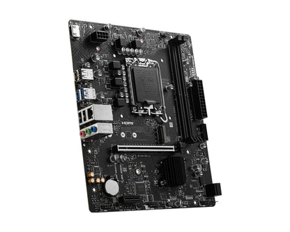 Panel trasero de tarjeta madre MSI PRO H610M-S con puertos USB, HDMI y conectores de audio
