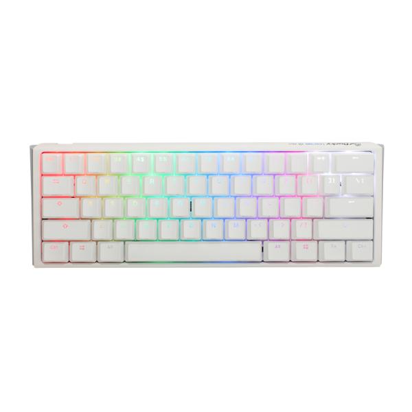 Teclado gaming Ducky One 3 Mini mecánico con iluminación RGB multicolor y switches rojos vista frontal
