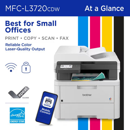 Impresora Multifuncional Brother MFC-L3720CDW a Color Wi-Fi Doble Banda Dúplex con Fax