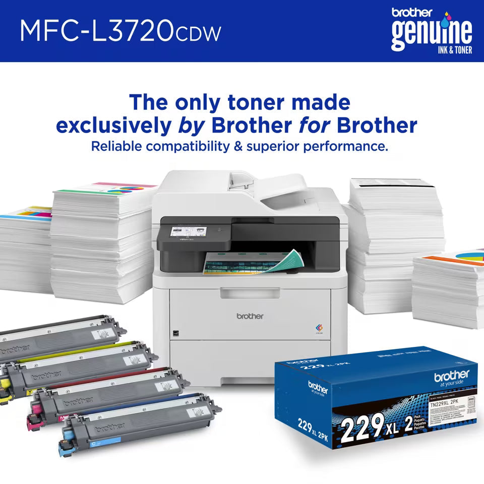 Impresora Multifuncional Brother MFC-L3720CDW a Color Wi-Fi Doble Banda Dúplex con Fax