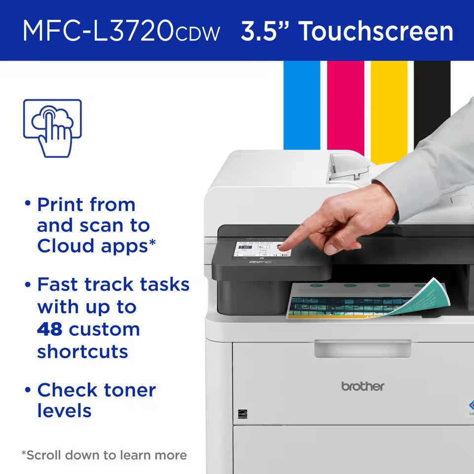 Impresora Multifuncional Brother MFC-L3720CDW a Color Wi-Fi Doble Banda Dúplex con Fax