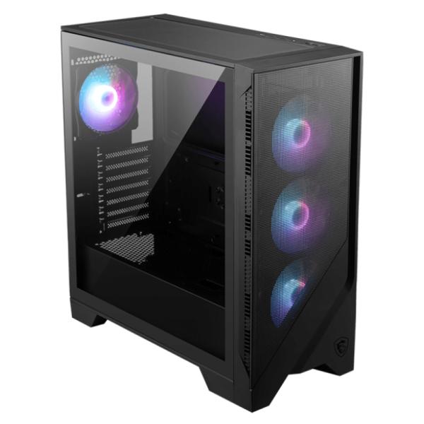 Case gaming MSI MAG Forge 321R Airflow torre media con panel lateral transparente y 4 abanicos RGB