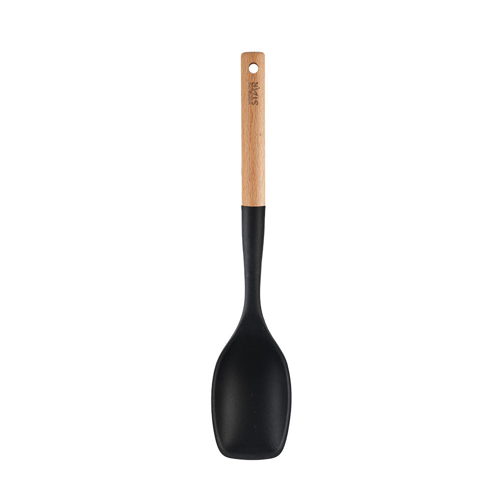 Espátula para wok Winning Star ST-7550 con cabeza curva de silicona y mango de madera ergonómico
