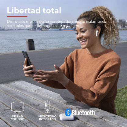 Audífonos Trust BT Control Táctil Blanco vista lateral derecha