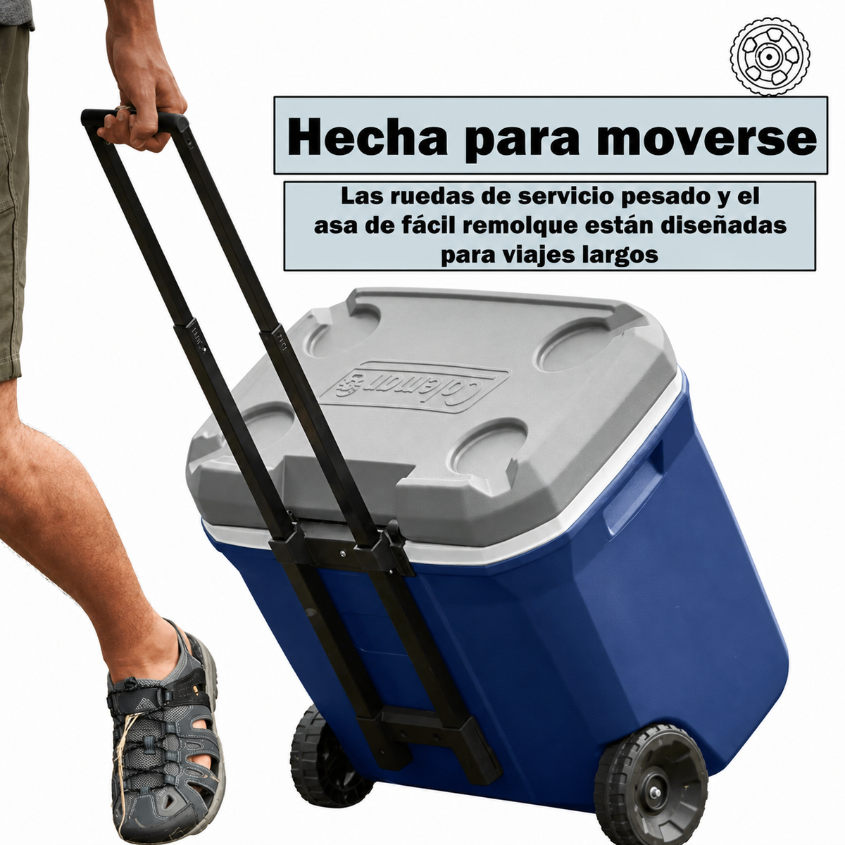 Coleman Hielera con Ruedas 65 qt 61,5 L para 101 Latas Azul, Tapa hasta 113 kg, 2179155