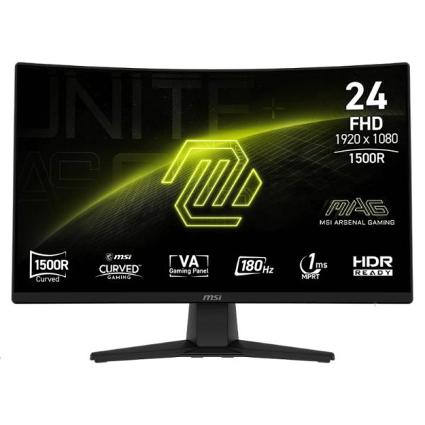 Diseño curvo inmersivo monitor gaming MSI MAG 242C vista angular