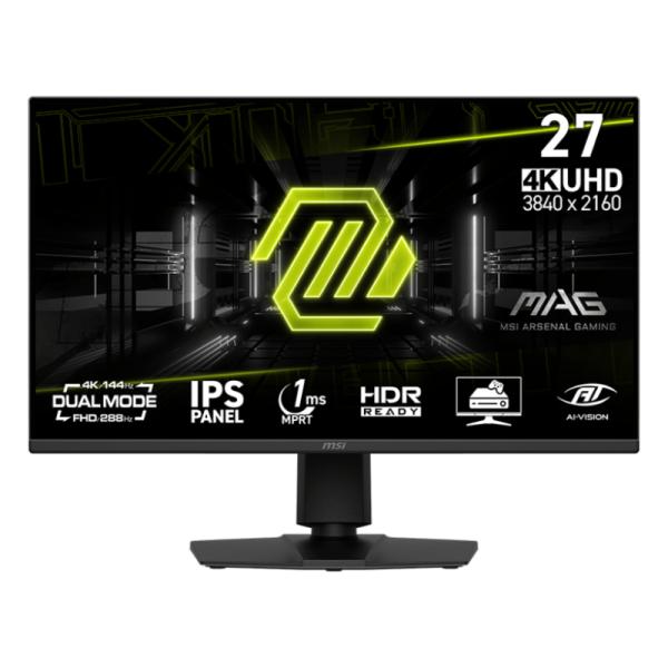 MONITOR GAMING MSI MAG 275UPD E14 27 PULG PLANO 3840X2160 4K UHD 144 HZ IPS ADAPTIVE SYNC HDMI DISPLAYPORT DUAL MODE FHD 288 HZ HDR ALTAVOCES 9S6-3CE89M-018 NEGRO