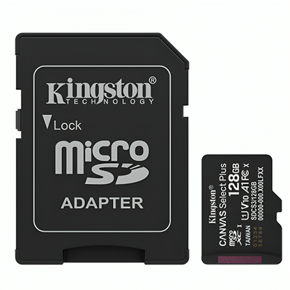 Memoria Micro SD Kingston 128GB SDCS3/128GB vista frontal con logo
