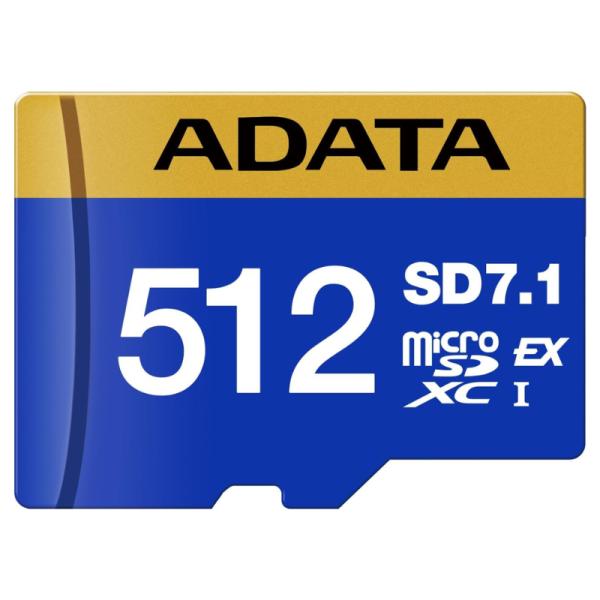 Memoria Micro SD ADATA Express Gen3 512GB vista frontal con logo azul