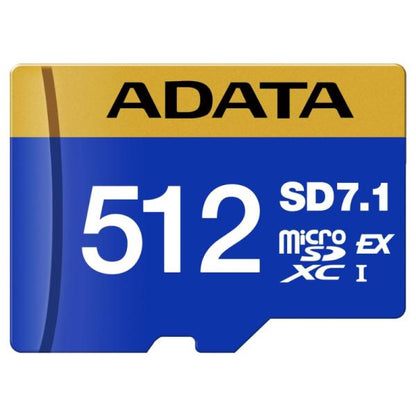 Memoria Micro SD ADATA Express Gen3 512GB vista frontal con logo azul