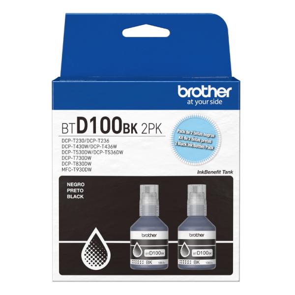 Kit de 2 recargas de tinta negra BTD100BK2PKMEX InkBenefit para impresoras Brother