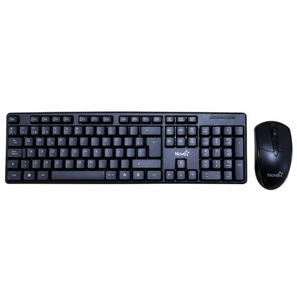 Combo teclado y mouse Nova KB3782U0001C alámbrico USB vista frontal completa