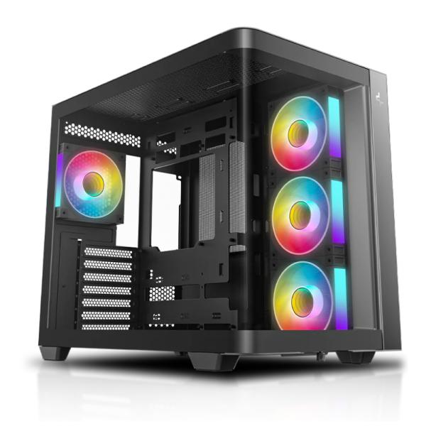 Case DEEPCOOL CG530U mid tower negro con panel lateral de vidrio templado y 4 ventiladores RGB