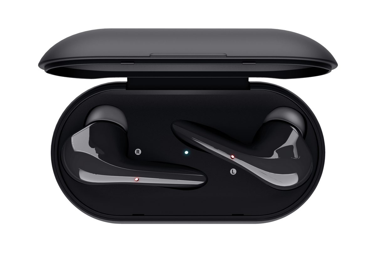 Audífonos Trust Bluetooth 23554 en posición de uso mostrando ajuste