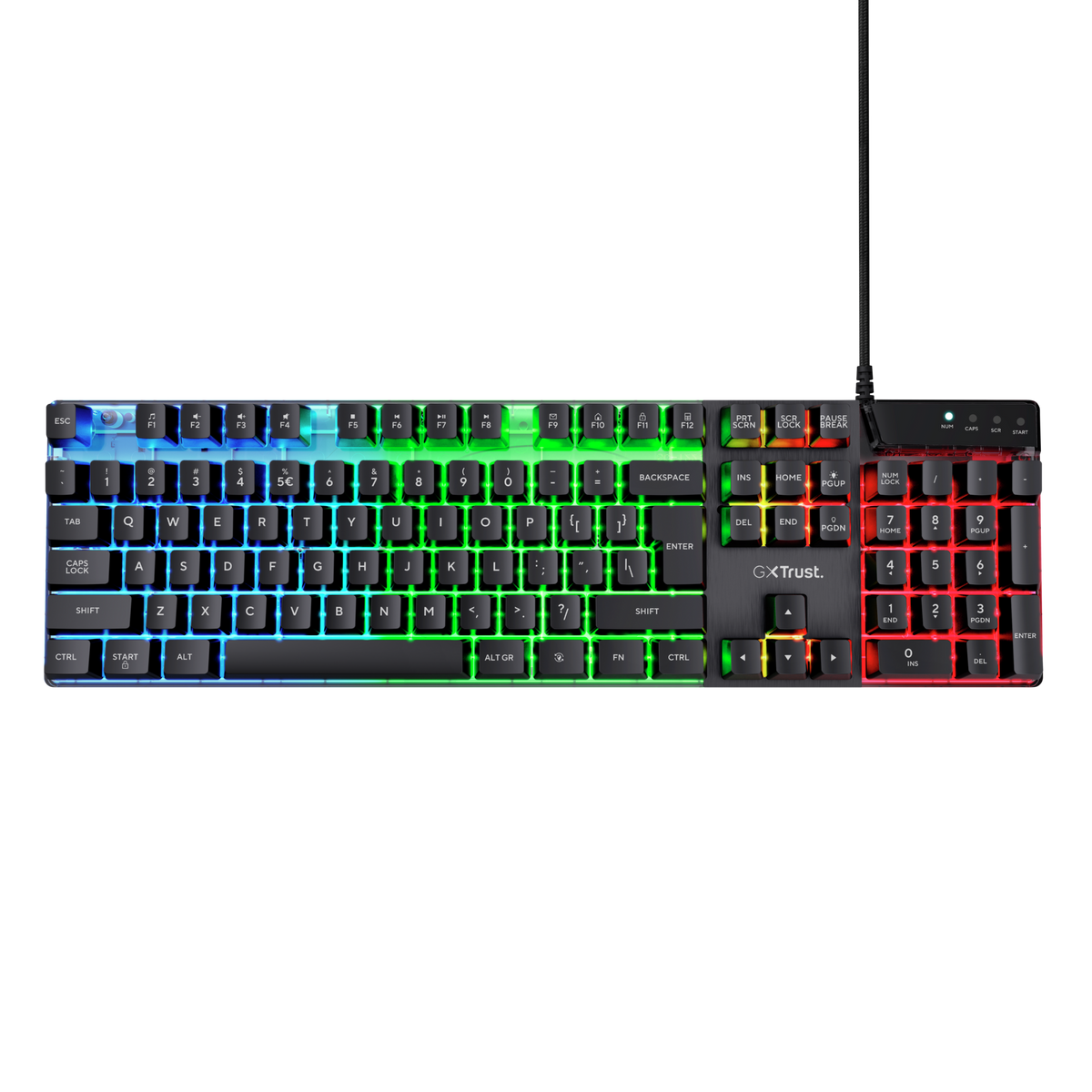 Teclado gaming Trust GXT 835 Azor negro con retroiluminación LED vista frontal completa