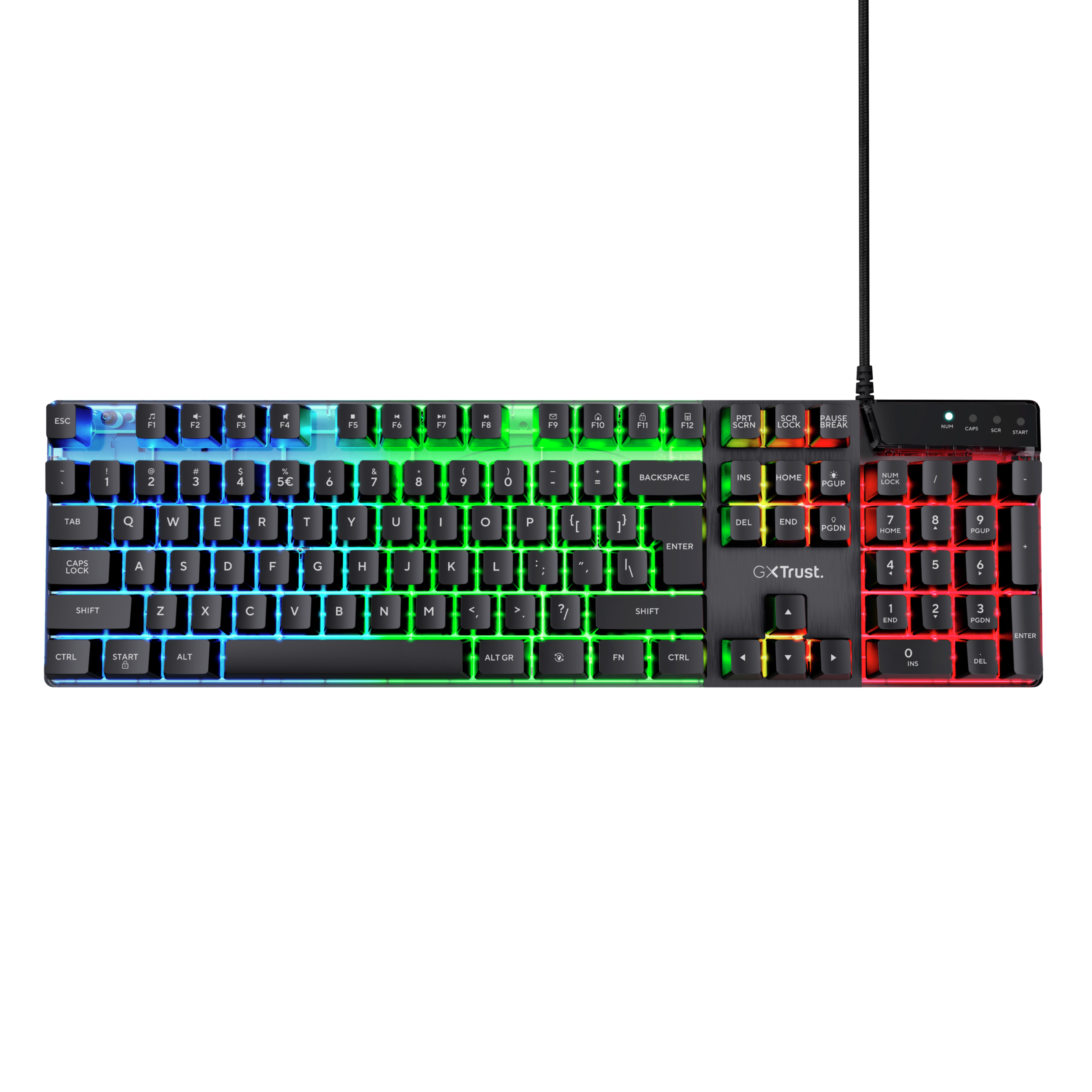 Teclado gaming Trust GXT 835 Azor negro con retroiluminación LED vista frontal completa