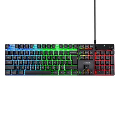 Teclado gaming Trust GXT 835 Azor negro con retroiluminación LED vista frontal completa