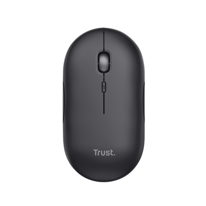 Mouse Trust Puck 24059 inalámbrico negro vista frontal con receptor USB