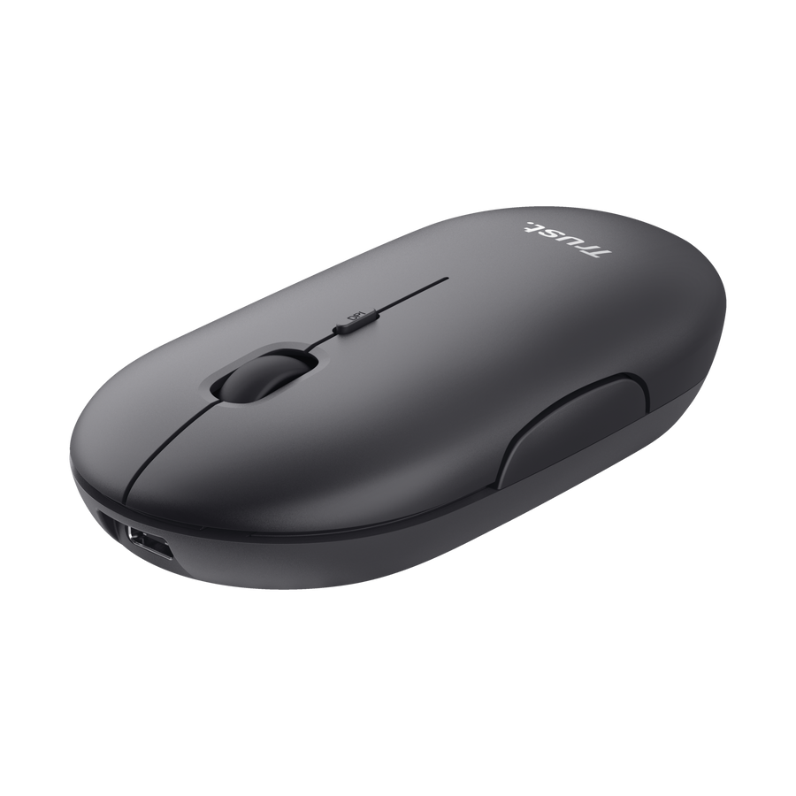 Trust Puck mouse ultrafino perfil lateral mostrando altura 27mm