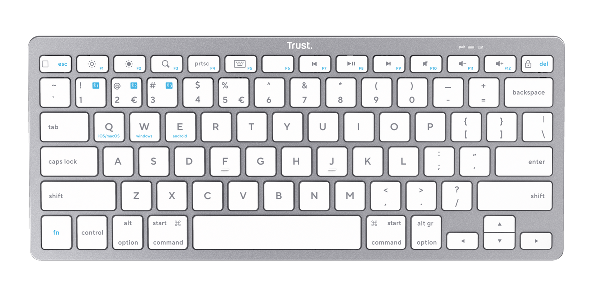 Teclado Trust Bluetooth 24654 inalámbrico ultrafino color plata con teclas en español