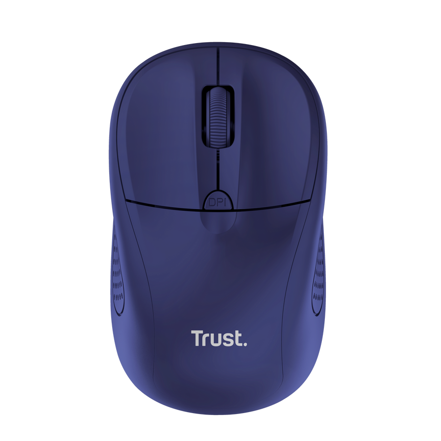 Mouse Trust inalámbrico azul 24796 vista frontal con receptor USB