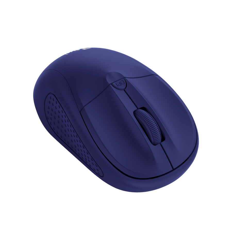 Mouse Trust 24796 azul vista superior con scroll y diseño ergonómico