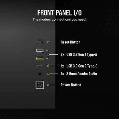 Detalle del panel frontal de malla del Corsair 2500D para máximo airflow