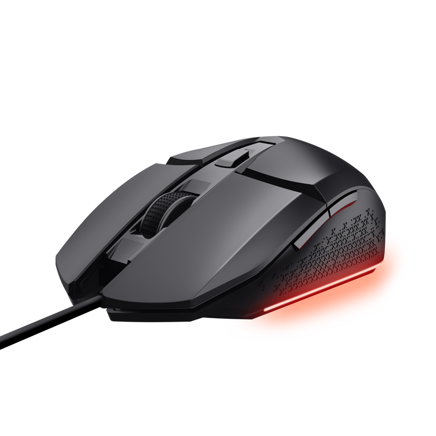 Mouse Trust GXT 109 Felox desde arriba con detalles de diseño gaming