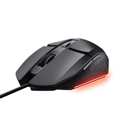 Mouse Trust GXT 109 Felox desde arriba con detalles de diseño gaming