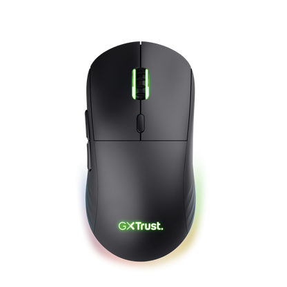 Mouse gaming Trust GXT 927 Redex+ negro con iluminación RGB vista frontal