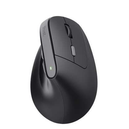 Mouse Trust Bayo II ergonómico vertical negro vista frontal completa