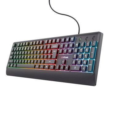 Teclado gaming Trust GXT 792 con iluminación LED multicolor resistente a derrames