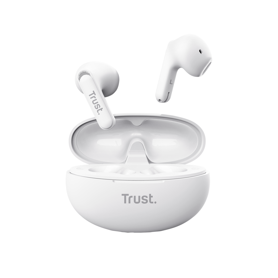 Audífonos Trust Yavi 25173 blancos con estuche de carga