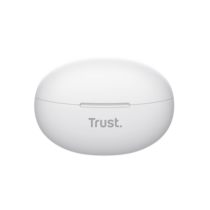 Packaging completo Trust Yavi audífonos Bluetooth blancos