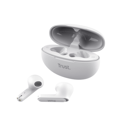 Vista lateral audífonos Trust Yavi diseño ergonómico blanco