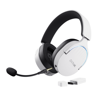Headset gaming Trust GXT 491W blanco vista trasera con detalles