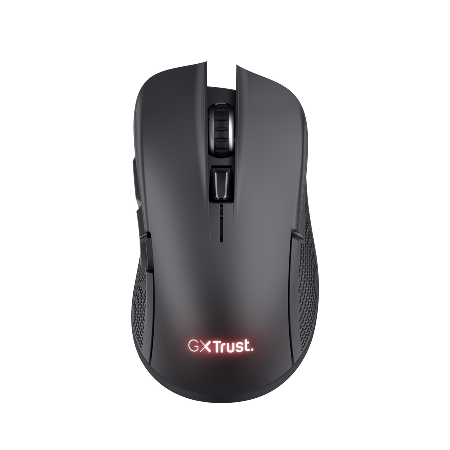 Mouse gaming Trust GXT 931 Ybar negro con iluminación RGB vista frontal