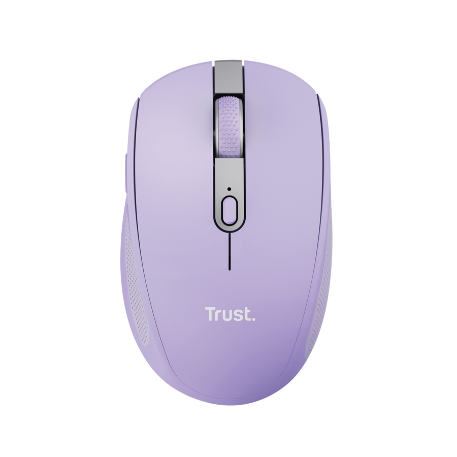 Mouse Trust Ozaa inalámbrico lila compacto vista frontal