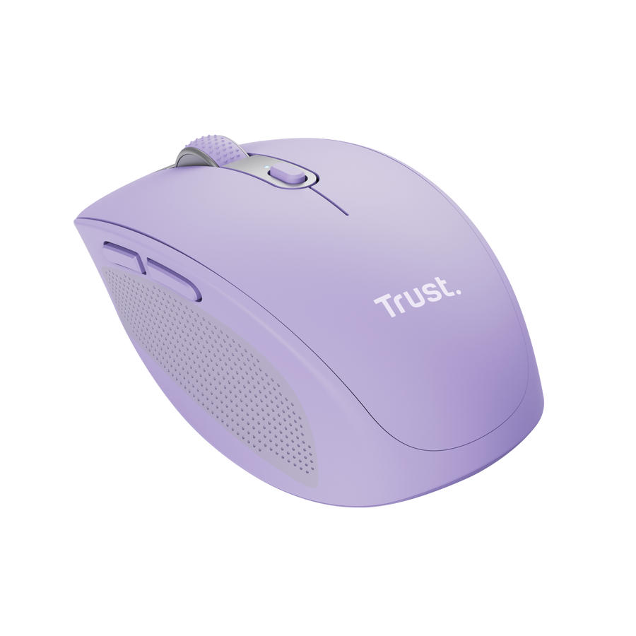 Mouse Trust Ozaa lila vista lateral derecha ergonómica