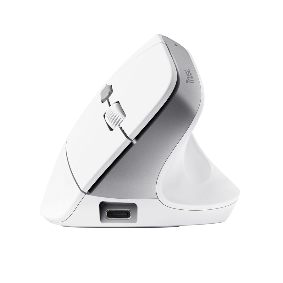Trust mouse vertical ergonomico inalambrico Bayo color blanco recargable - 25398
