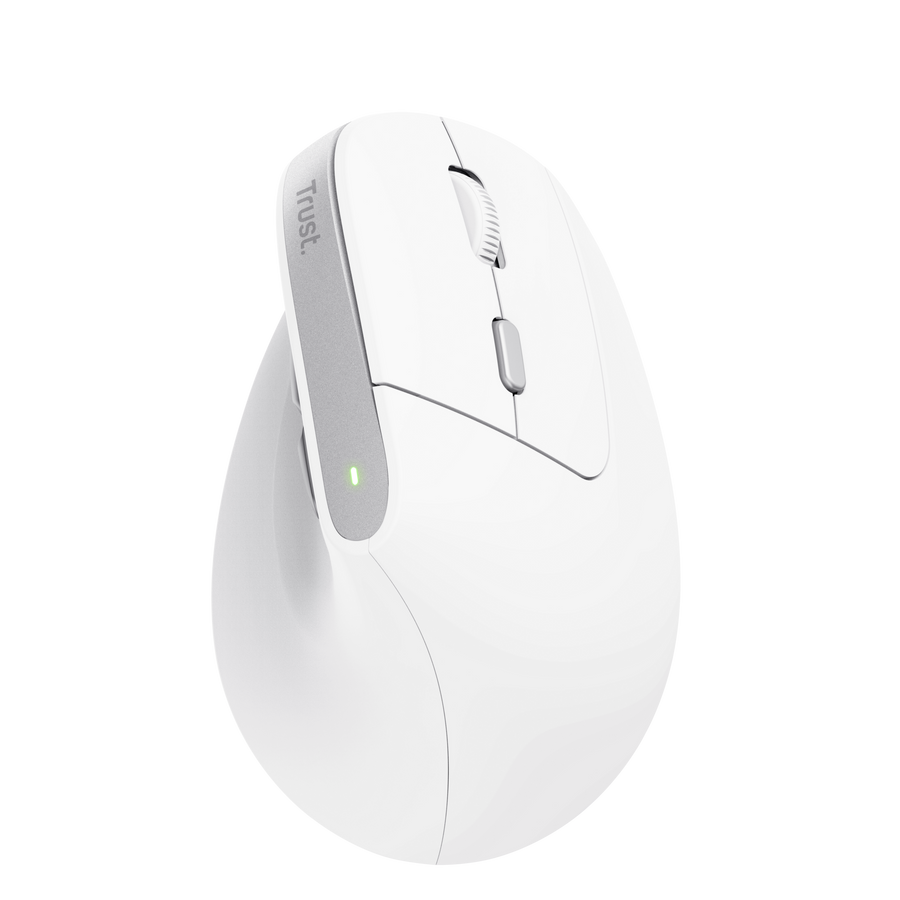 Trust mouse vertical ergonomico inalambrico Bayo color blanco recargable - 25398