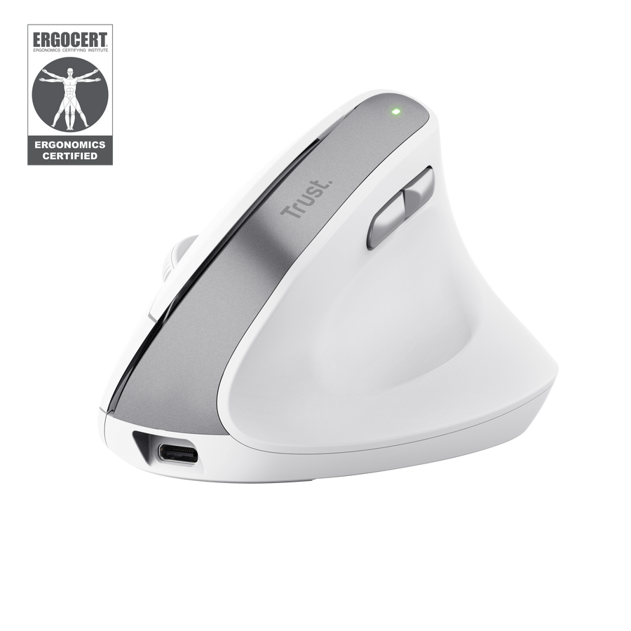 Trust mouse vertical ergonomico inalambrico Bayo color blanco recargable - 25398