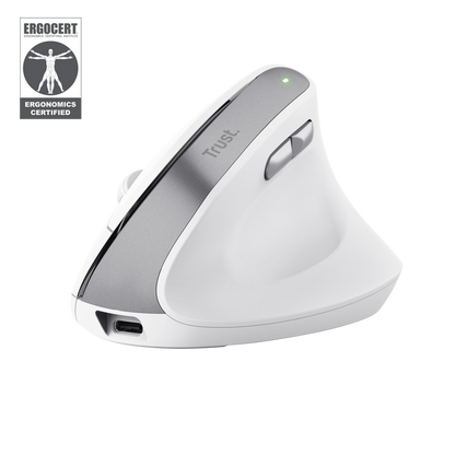 Trust mouse vertical ergonomico inalambrico Bayo color blanco recargable - 25398