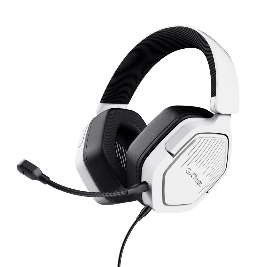 Trust GXT492W Carus auriculares gaming blancos vista frontal completa