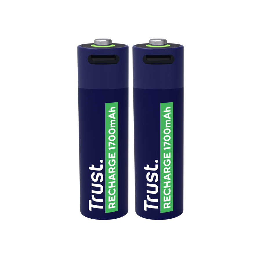 Pilas Trust AA Recargables USB-C Azul (2-Pack), 25584