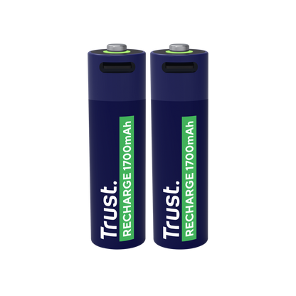 Pilas Trust AA Recargables USB-C Azul (2-Pack), 25584