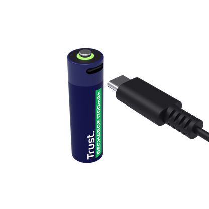 Pilas Trust AA Recargables USB-C Azul (2-Pack), 25584