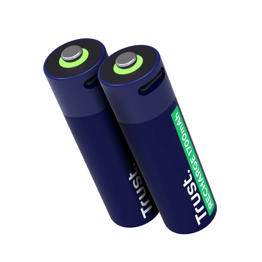Pilas Trust AA Recargables USB-C Azul (2-Pack), 25584