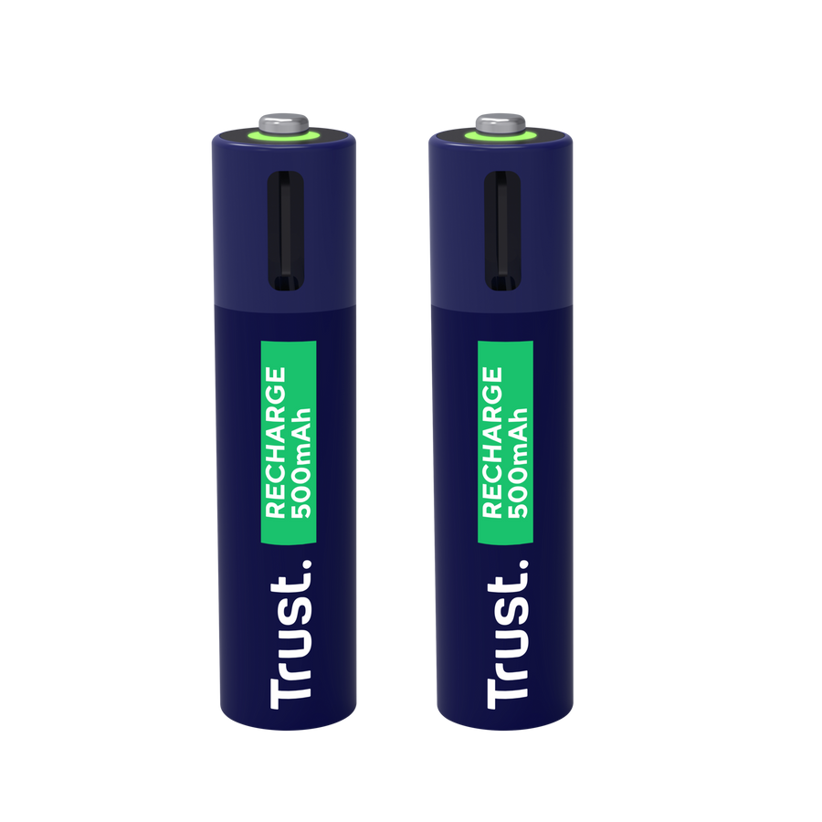 Pilas Trust AAA Recargables USB-C Azul (2-Pack), 25585