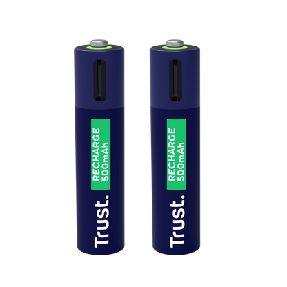 Pilas Trust AAA Recargables USB-C Azul (2-Pack), 25585